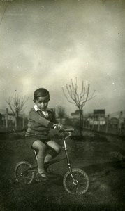 Composition Young Boy Cyclist France Old Snaphoot Photo 1930