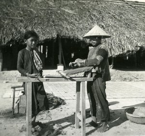 Indochina Vietnam Saigon Street Workers old Amateur Snapshot Photo 1930