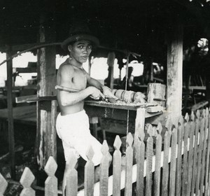 Indochina Vietnam Saigon Street Wood Turner old Amateur Snapshot Photo 1930