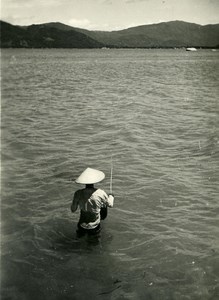 Indochina Vietnam Saigon Fisherman Life old Amateur Snapshot Photo 1930