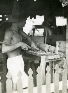 Indochina Vietnam Saigon Wood Turner old Amateur Snapshot Photo 1930