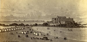 France Saint Malo Fort Imperial Old Maugendre CDV Photo of Drawing 1860