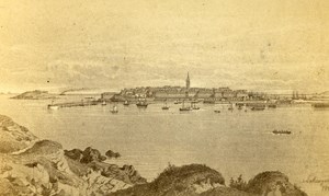 France Saint Malo Panorama Old Maugendre CDV Photo of Drawing 1860