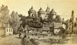 France Castle of Combourg Old Maugendre CDV Photo of Drawing 1860