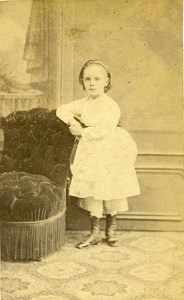 France Lille Child Fashion Second Empire Old CDV Carette Photo 1870