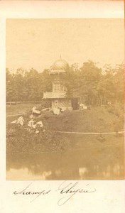 Bois de Boulogne, garden & lake, Paris, old CDV 1860