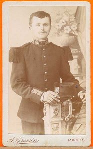 Military Soldier, French Army, Paris old Photo CDV 1900