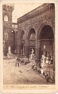 Italy Firenze Loggia del Lanzi old Photo CDV 1870'