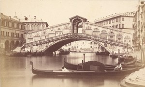 Italy Venice Ponte di Rialto Venezia Gondola Old Naya CDV Photo 1867