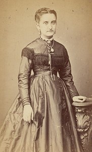 Fashion Second Empire Woman Bordeaux Old CDV Photo 1865