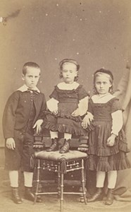 Sisters & Brother Fashion France Old CDV Photo 1865