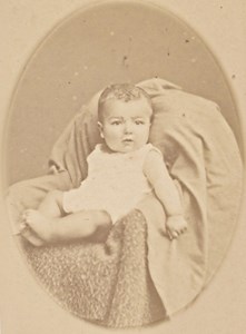Young Baby seated Fashion France Old CDV Photo 1865