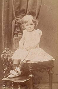 Young Baby seated Fashion France Old CDV Photo 1885