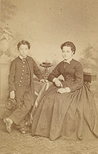 Mother & School Child Fashion France Old CDV Photo 1865