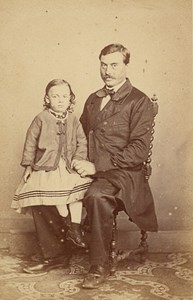 Father & child seated Fashion France Old CDV Photo 1865