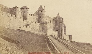 France old CDV Photo 1880 Carcassonne Panorama