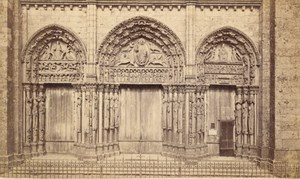 France old CDV Photo 1880 Chartres Cathedral Royal Door