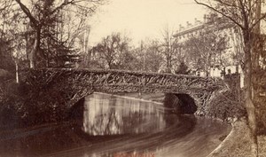 France old CDV Photo 1880 Bordeaux Public Garden Bridge