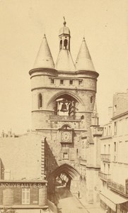 France old CDV Photo 1880 Bordeaux Big Clock Tower