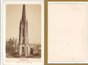 France old CDV Photo 1880 Bordeaux St Michel Tower