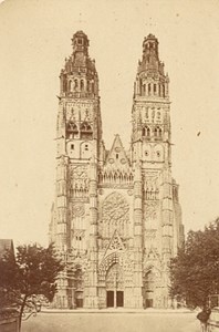 France old CDV Photo 1880 Tours Cathedral Facade