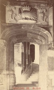 France old CDV Photo 1880 Blois Castle Large Stair Door