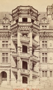 France old CDV Photo 1880 Blois Castle Honor Stairs