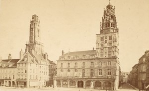 France old CDV Photo 1880 Calais City Hall Place