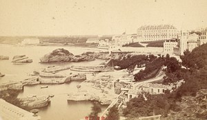 France old CDV Photo 1880 Biarritz Port des Pecheurs