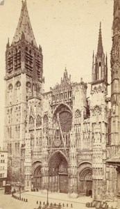 France old CDV Photo 1880 Rouen Cathedral Facade