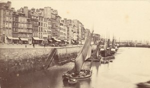 France old CDV Photo 1880 Le Havre Harbour Animated