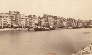 France old CDV Photo 1880 Le Havre Harbour Animated