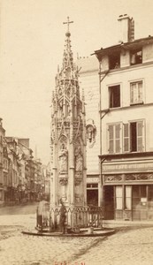 France old CDV Photo 1880 Rouen Foutain Croix de Pierre