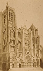 Bourges Cathedral Facade Cher France Old CDV Photo 1875