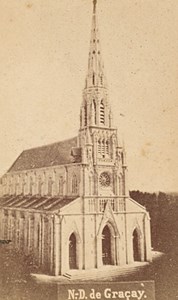 Gracay Notre Dame Church Cher France Old CDV Photo 1875