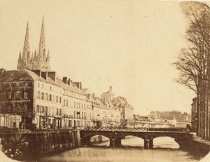 Quimper Odet River Finistere France Old CDV Photo 1865