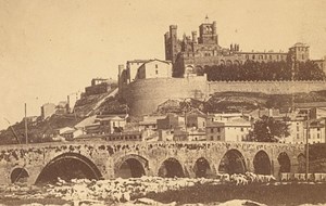 Beziers Panorama Herault France Old CDV Photo 1865