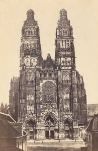Tours Cathedral Saint Gatien France Old CDV Photo 1870