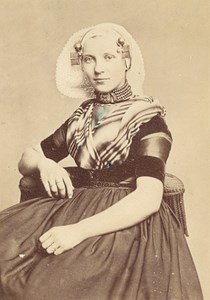 Netherlands Woman Traditional Fashion CDV Photo 1875