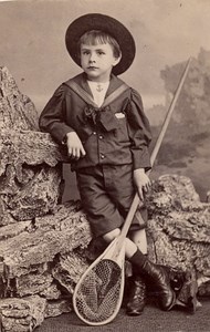 Fishing Net Boy Scene de Genre France Old Delaporte Photo 1900