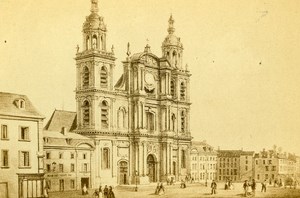 France Drawing of Le Havre Church old CDV Photo Morier 1865