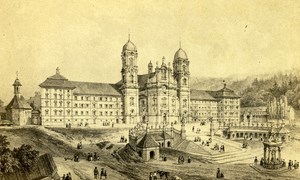 Switzerland Drawing Einsielden old CDV Photo 1865