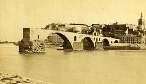 France Avignon Bridge panorama old CDV Photo 1870