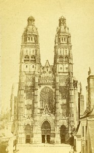 France Tours Cathedral Facade old CDV Photo Blaise 1870