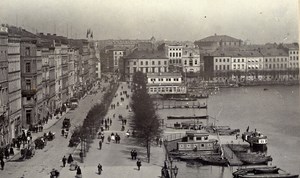 Switzerland Geneva lake Animated Street Scene old CDV Photo 1870