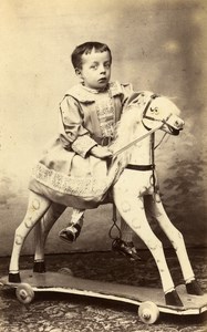 France Vincennes Children Toy Horse old CDV Photo Mayer 1890