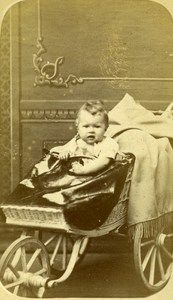 France Dieppe Child Baby Carriage old CDV Photo Gasc 1860's