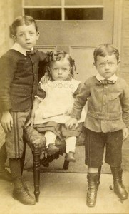 United Kingdom March Children Victorian Fashion Old CDV Photo Lean 1865