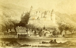 Germany Heidelberg castle Old CDV Photo of Gravure Meder 1865