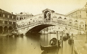 Italy Venezia Rialto Bridge Old CDV Photo Naya 1865